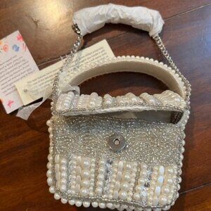 MADE IN INDIA Bling Pearl & Beaded Mini Handbag NEW WITH TAGS